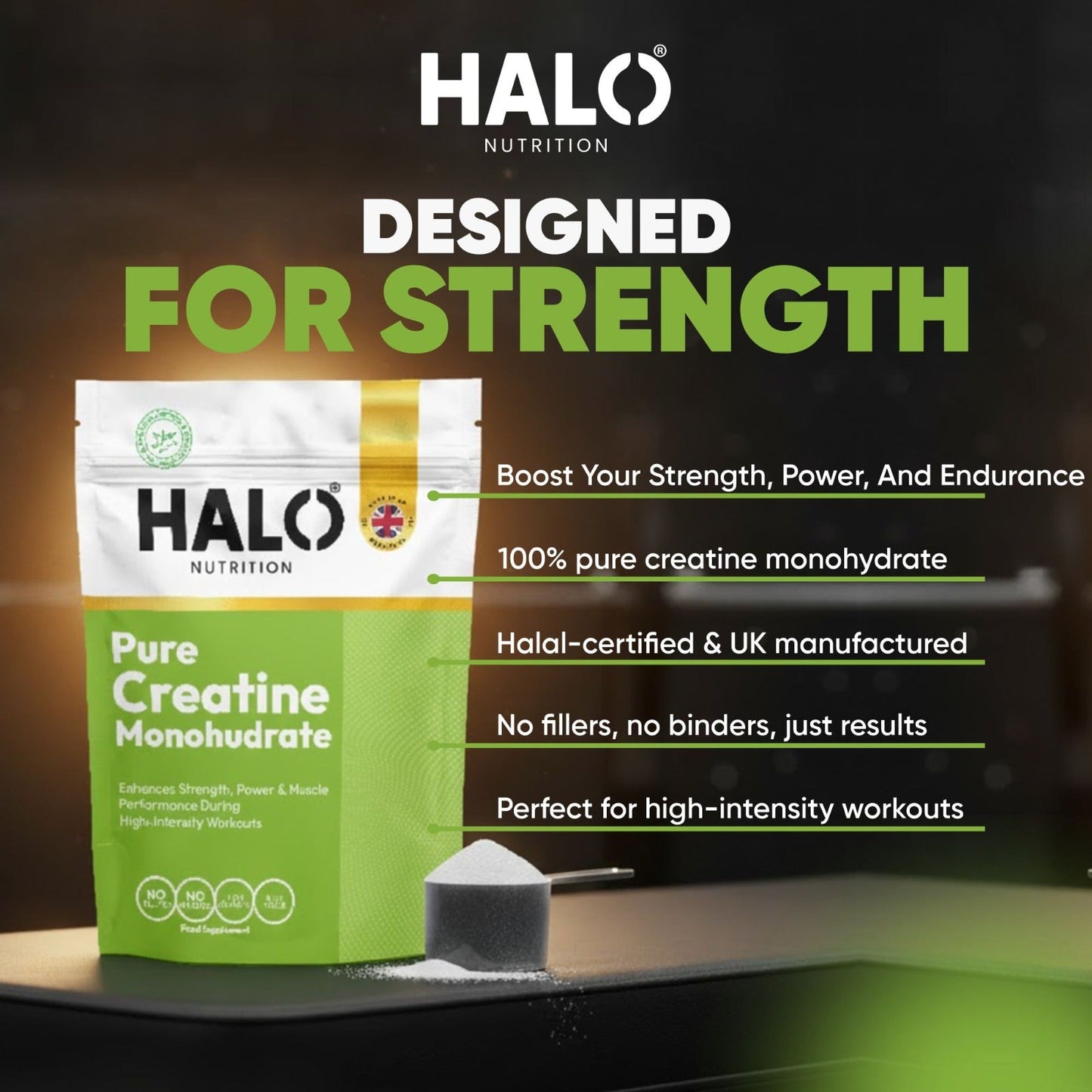 Halo Nutrition Creatine Monohydrate Powder 50 + Servings 100% Pure
