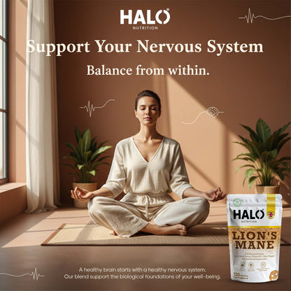 Halo Nutrition - Lions Mane Mushroom Extract Capsules 10,000mg 240mg Polysaccharides Strong Vegan