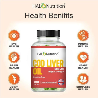Halo Nutrition Cod Liver Oil 500mg Softgel Capsules