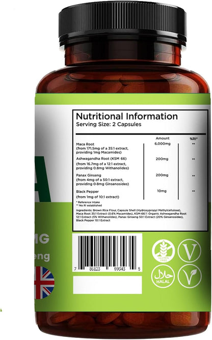 High-Strength Maca Root 6000mg + Ashwagandha & Ginseng