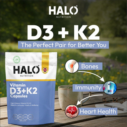 Halo Nutrition Vitamin D3 K2 - 90 Capsules 10,000 IU + K2 450mcg VIT- D3 K2