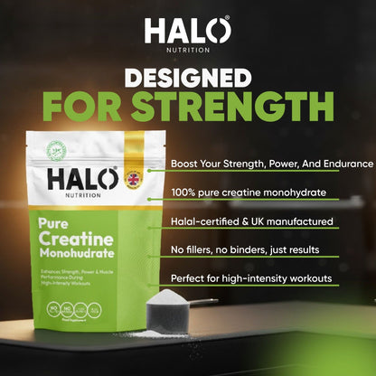 Halo Nutrition Creatine Monohydrate Powder 50 + Servings 100% Pure