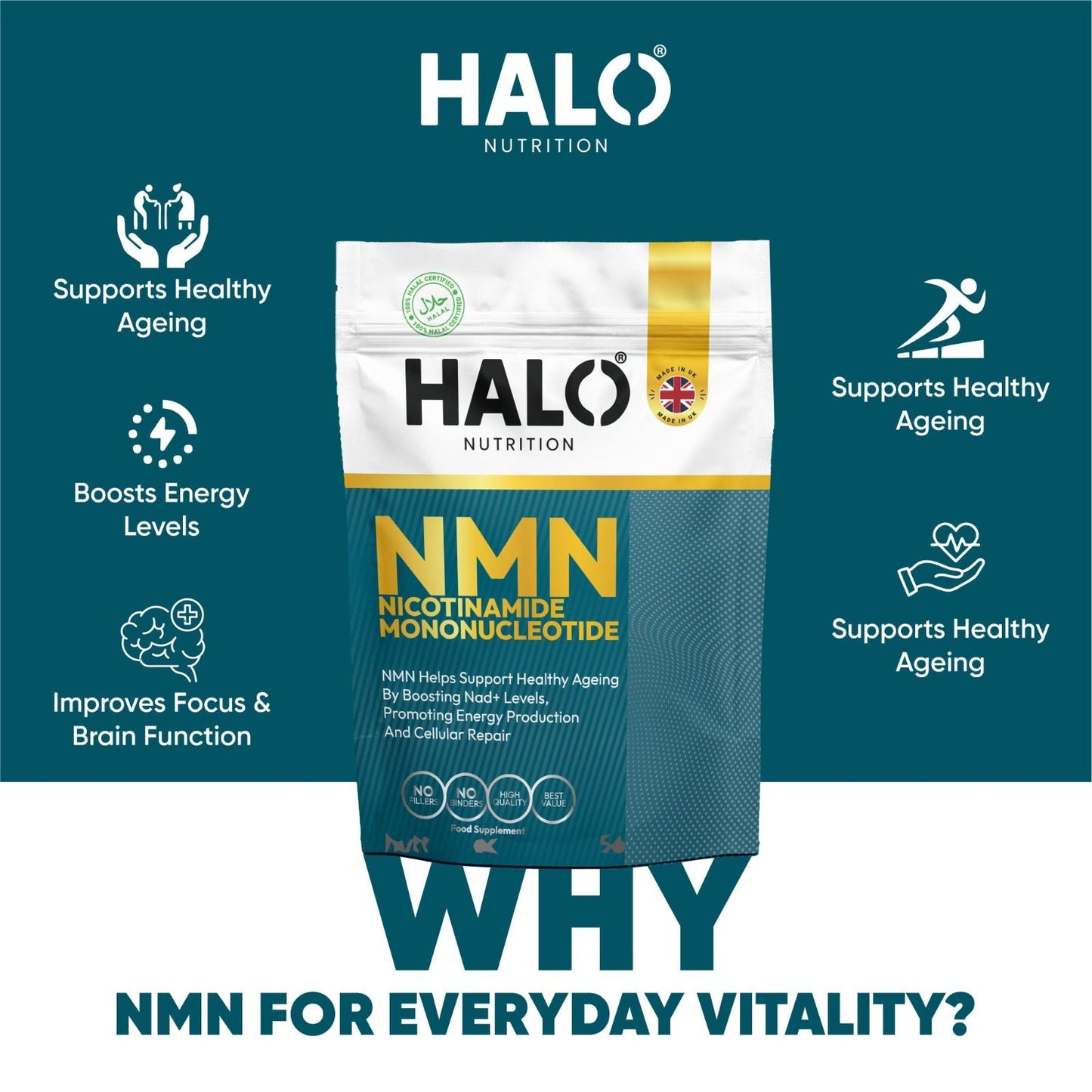 HALO Nutrition NMN 90 Capsules 600mg